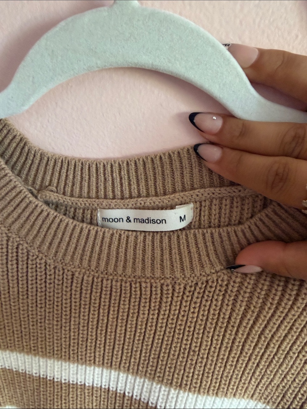 Marshalls Tan and White Striped Sleeveless Crewneck Sweater - Picture 3 of 3